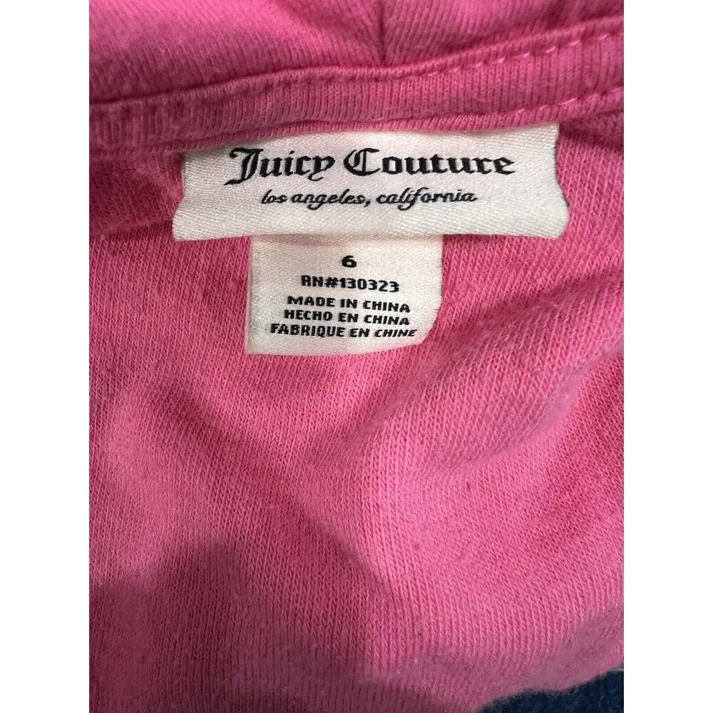 Juicy Couture Girls Romper with Hoodie Sz 6 Pink Terry Cloth Rainbow Retro Style